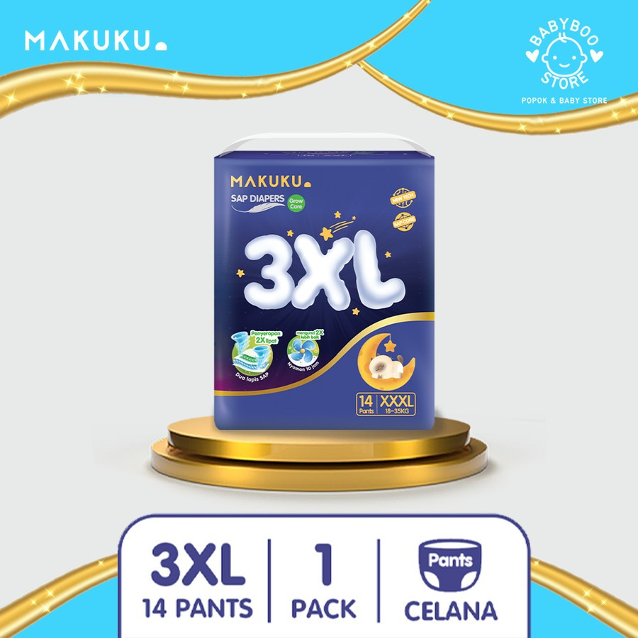 MAKUKU SAP DIAPERS GROW CARE PANTS 14 SIZE XXXL/ PEMPERS BAYI & ANAK