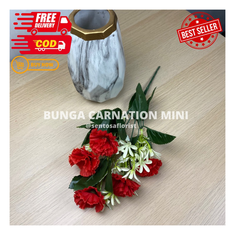 BUNGA CARNATION MINI CABANG 5/BUNGA CARNATION BUCKET /BUNGA ARTIFICIAL IMPORT