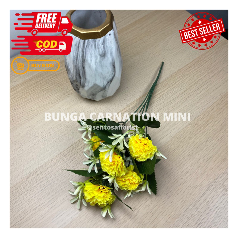 BUNGA CARNATION MINI CABANG 5/BUNGA CARNATION BUCKET /BUNGA ARTIFICIAL IMPORT