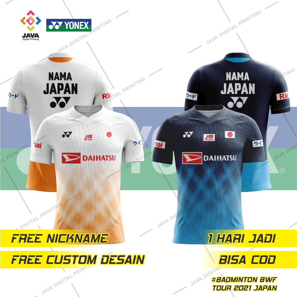 BAJU JERSEY KAOS JERSEY BADMINTON JAPAN YONEX FULL PRINTING FREE NICKNAME BISA CUSTOM LOGO