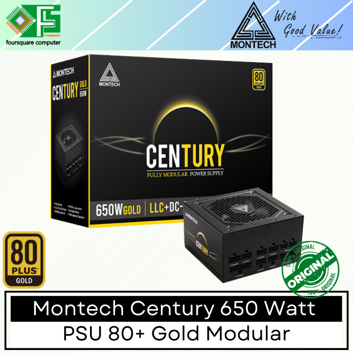 PSU Montech Century 650 Watt 80 Plus Gold Modular Power Supply 650w