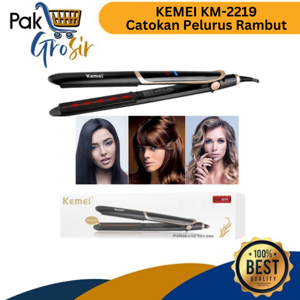 Kemei 2219 Catokan Rambut Infrared Ceramic KM-2219 Pelurus rambut hair Straightener KM 2219