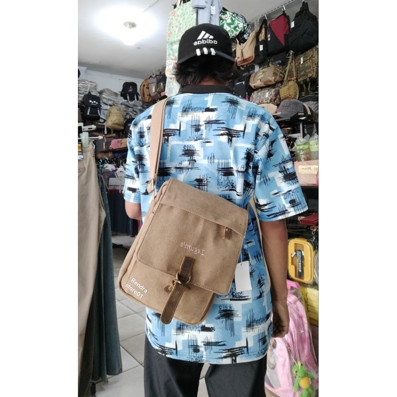 Tas selempang bahu pria dan wanita kanvas premium impor/ tas selempang kecil kanvas import #991
