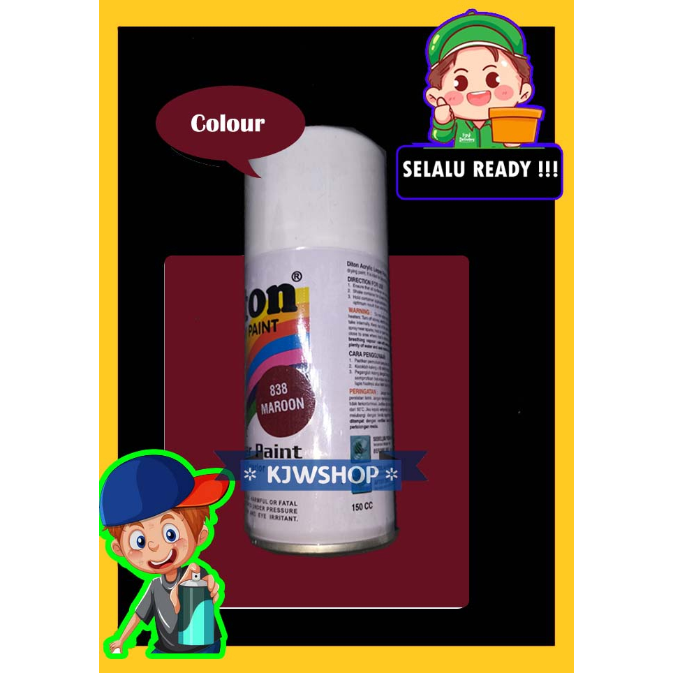 Diton Maroon 838 Diton Cat Semprot Aerosol Paint 150cc Spray Merah Tua Maron Red Spet Pylox Motor He