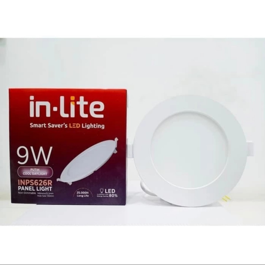 Lampu Downlight Panel LED 9 Watt INLITE IN LITE Bulat Inbow INPS626R