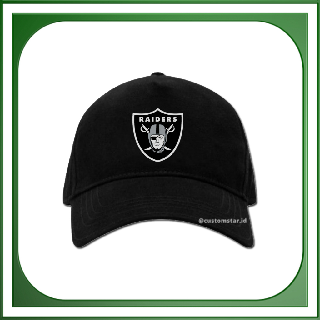 Topi Baseball Sablon Raiders Hitam
