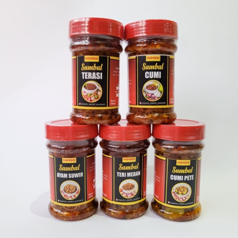 

Mamirai Sambal - PAKET KOMBO HEMAT 10.000 (5 Botol All Varian :Sambal Cumi Asin 150 gr , Sambal Cumi Pete , Sambal Ayam Suwir , Sambal Teri Medan & Sambal Terasi )