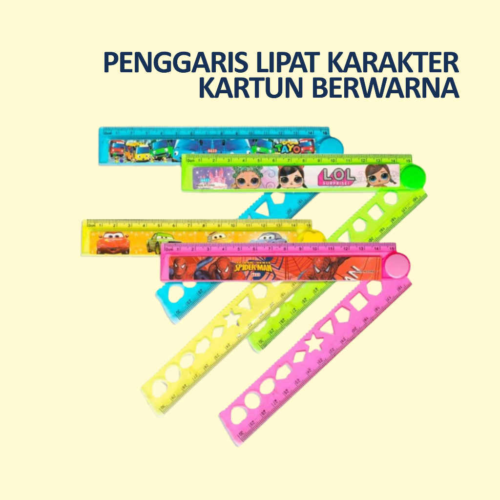 

Penggaris Lipat Karakter Kartun Berwarna Ukuran 30Cm Dilipat 15 Cm - PB0111