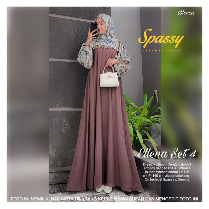 New Arivall Elena Set 19 ( Dress + Jilbab )By Spassy Hijab Fashion Produk Ori Berlabel Spassy