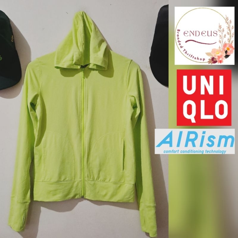 JAKET RUNNING UNIQLO AIRism SIZE S WARNA KUNING STABILO