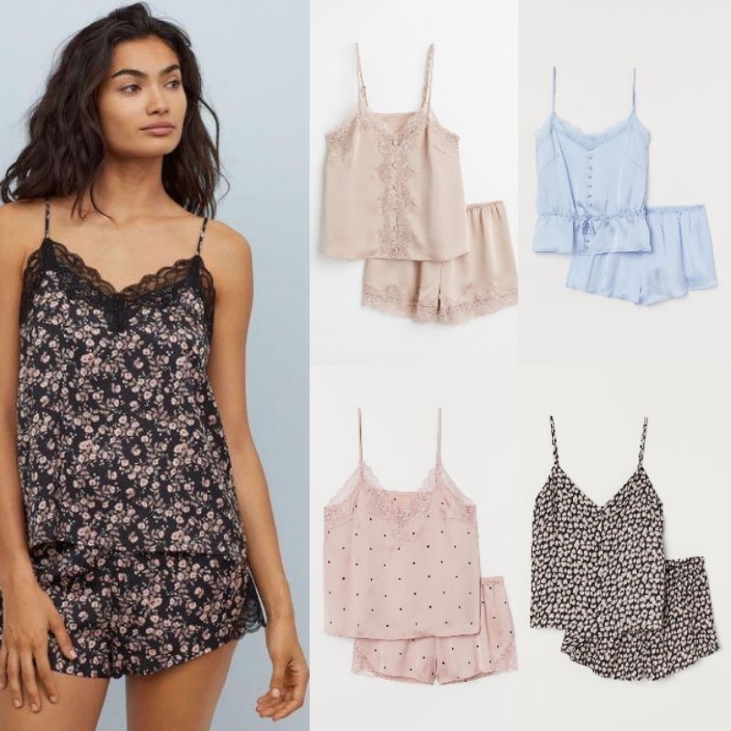 HM PYJAMA CAMI TOP AND SHORT SET - PYJAMAS - NIGHTWEAR - SLEEP WEAR - PAJAMAS - SETELAN BAJU TIDUR