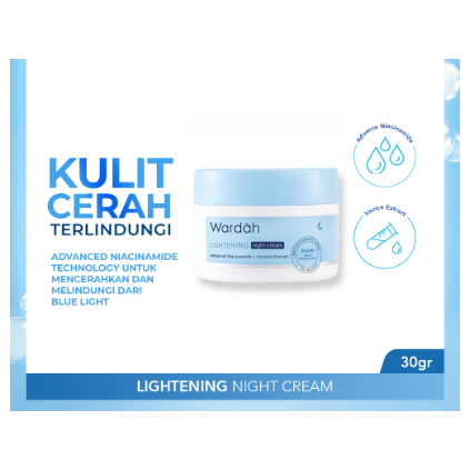 Wardah Lightening Night Cream - Krim Malam dengan Advanced Niacinamide - Menyamarkan Bekas Jerawat -