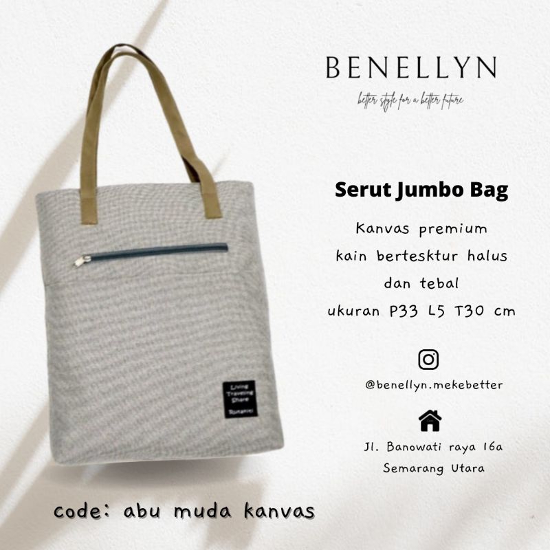 Benellyn Totebag Tali kulit kukiah simple elegan kantong depan kanvas tebal oremium remaja kekinian