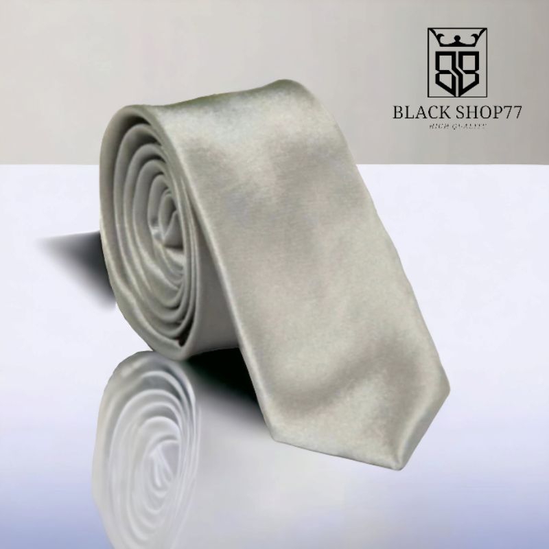 Dasi Pria Dasi Panjang Dasi Satin Polos Silver 3 Inchi 8 Cm