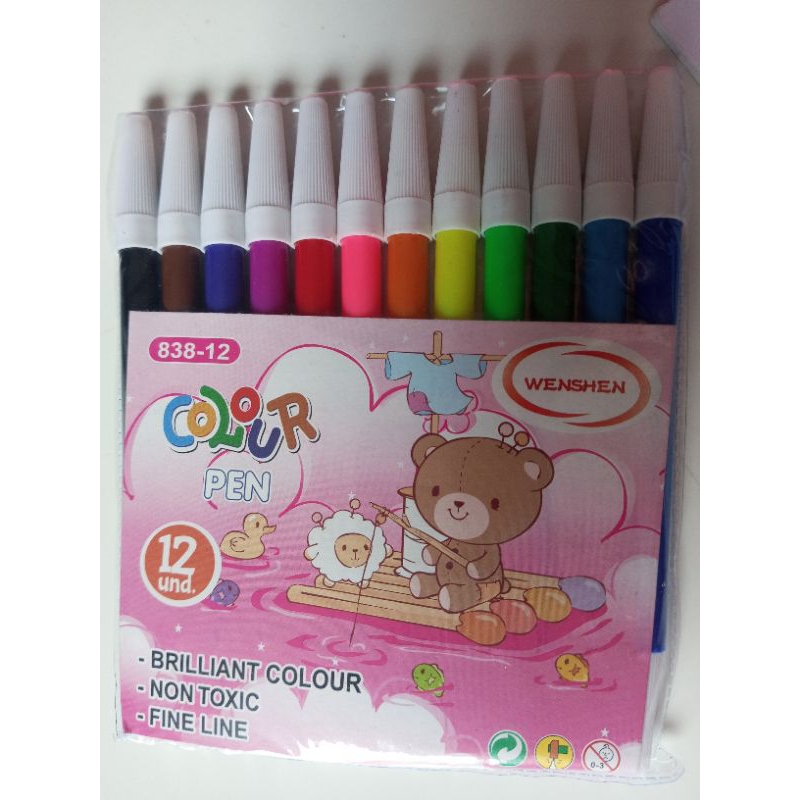 

Pen spidol warna merk whensehen 838 12 warna untuk anak non toxic murah