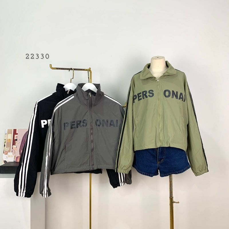 22330 Jacket Crop Parasut Casual / Outer Jacket Parasut Import BKK/ Jacket Parasut motif Sablon Vari