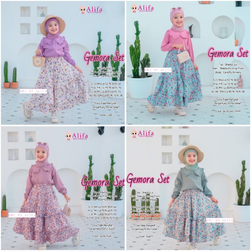 SETELAN 3in1 ANAK CEWEK Original Alifa One Set Kids Shakila Mix Jilbab Ceruty Premium