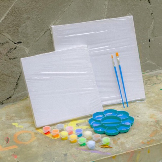 

[maru house] Set Melukis Painting Kit Kanvas 20x20 Cat Akrilik Kuas Palet by Maru House