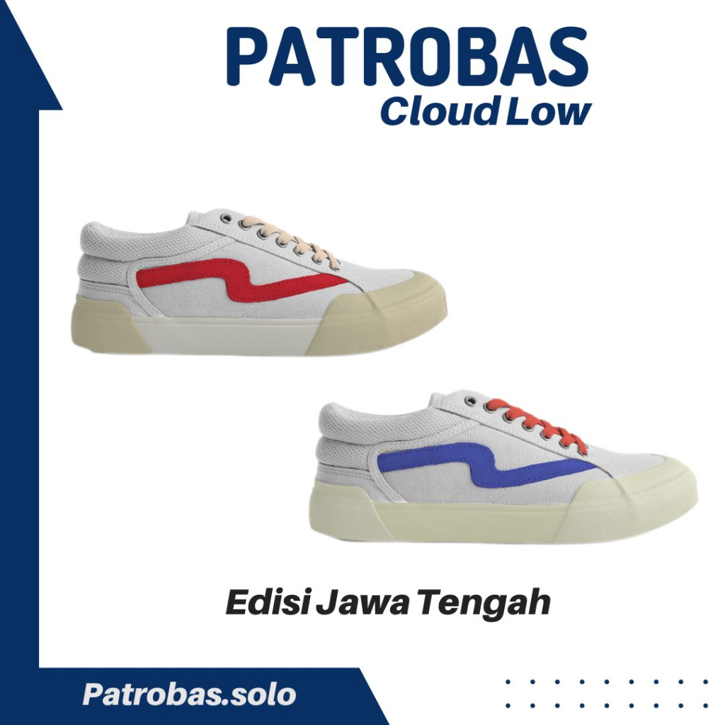 PATROBAS Cloud Low White Red Blue Original Sepatu Petrobas Jawa Tengah