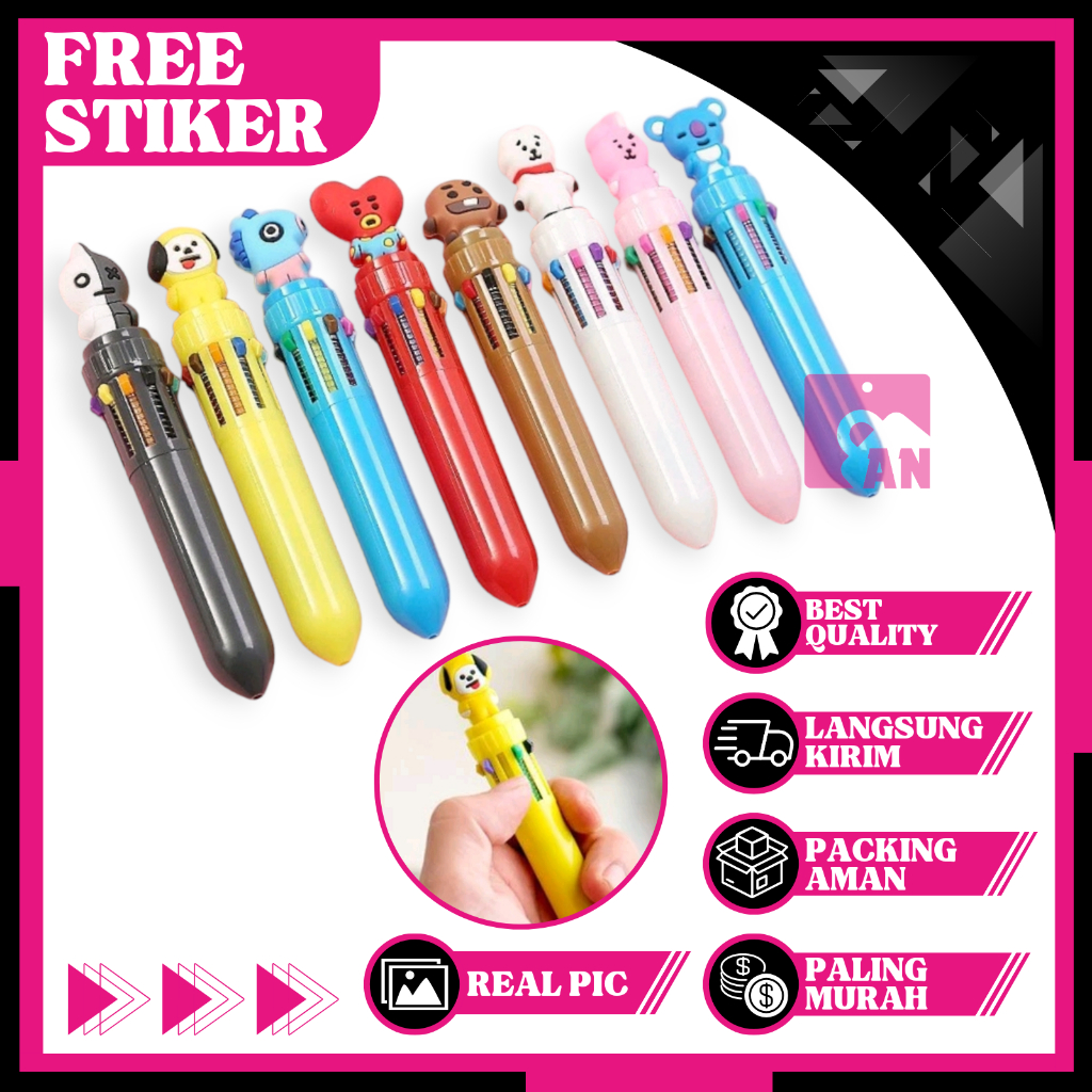 

1PCS Pulpen 10 Warna Motif Lucu Alat Tulis Pen 10Warna Peralatan Sekolah Pena Karakter Kartun Bolpen A132