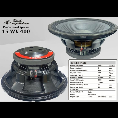 Speaker Black Spider BS 15 WV 400 Speaker Komponen Black Spider - 15 Inch Original