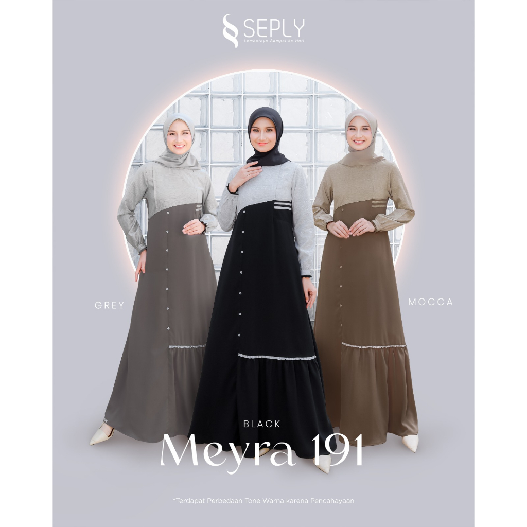 Seply Meyra 191 Black Mocca Grey - Gamis Meyra Terbaru by Seply