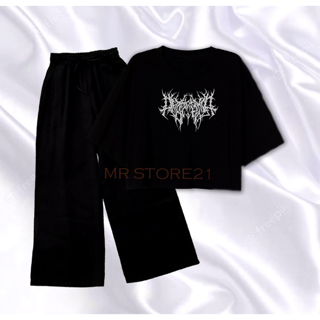 SETELAN CROP HARAJUKU WANITA REMAJA DAN DEWASA CELANA KULOT COD