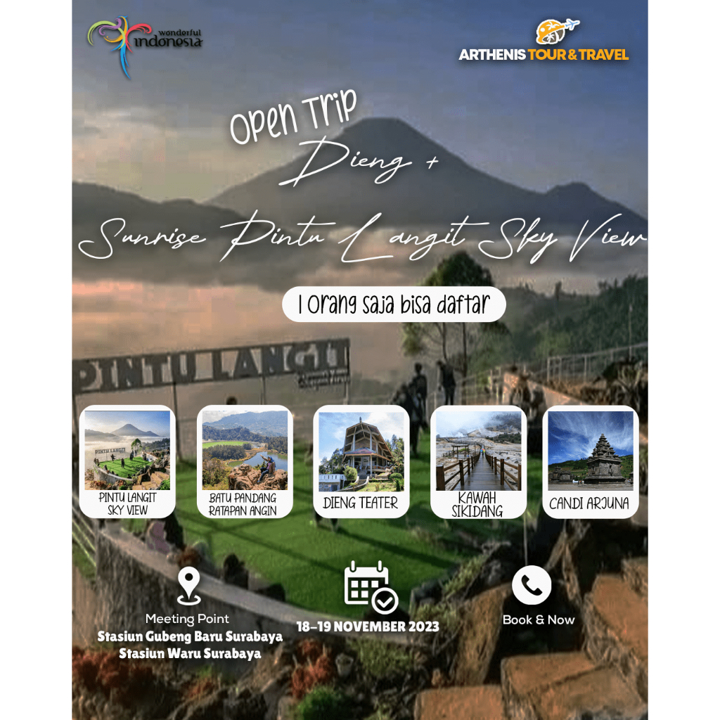 OPEN TRIP DIENG PINTU LANGIT START SURABAYA 18-19 NOVEMBEBR 2023