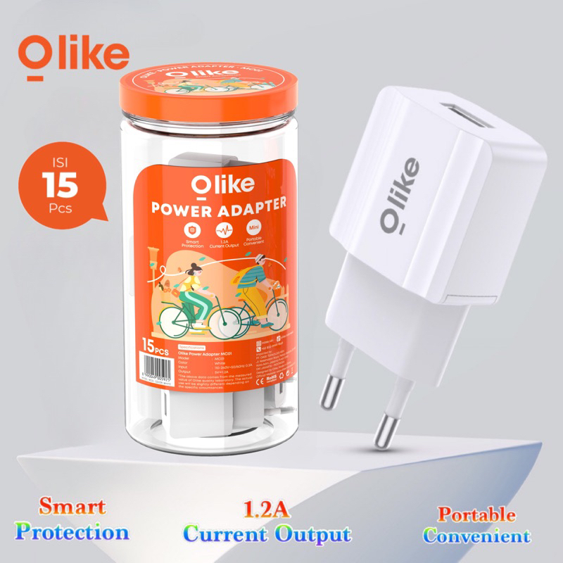 OLIKE MC01 ( 15 PCS ) ADAPTOR KEPALA CHARGER 1.2A SMART PROTECTION - GARANSI 1 TAHUN