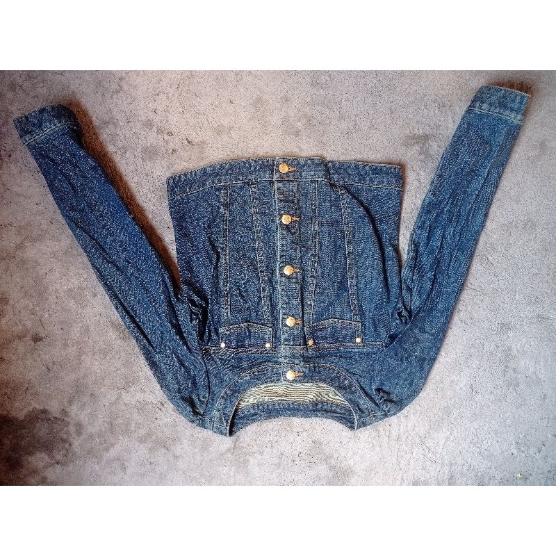 jaket jeans crop top bekas second original