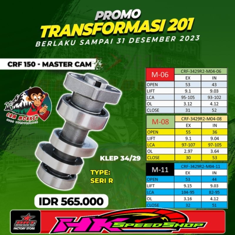 NOKEN AS BRT MASTER CAM BRT CRF 150 L MONKEY SERIES KLEP 34-29 M-06 M-08 M-11 R SERIES
