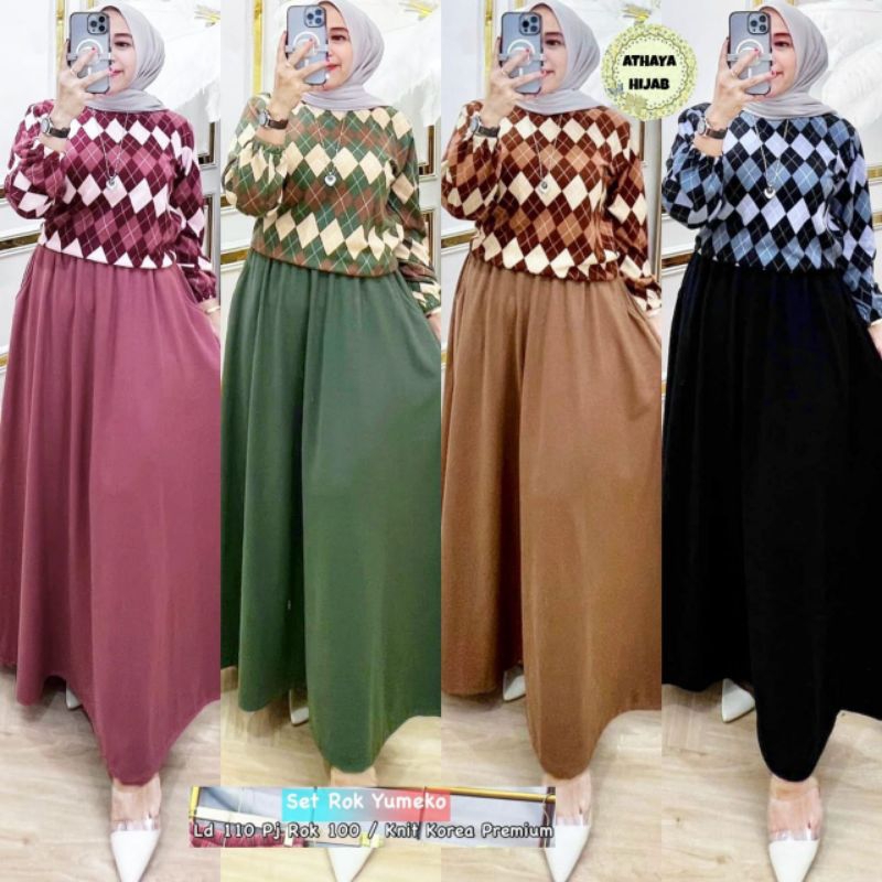 BISA COD GAMIS  LUVKY SET // SET ROK YUMEKO BY ATHAYA HIJAB