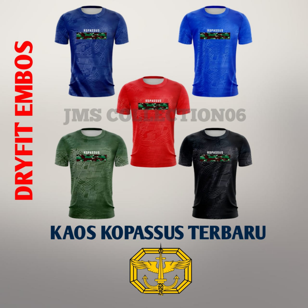 kaos kopassus / kaos kopassus Bahan Dryfit Embos / baju kaos kopassus /kaos jersey kopassus BISA COD