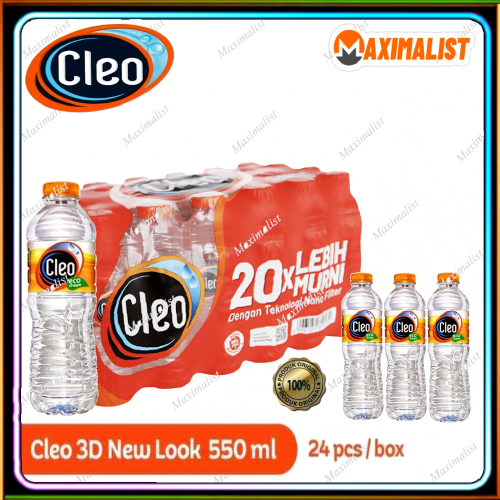Cleo Smart 550ml isi 24pcs - Cleo Smart Air Mineral Botol 550ml (KHUSUS GOSEND / GRAB) - Cleo Smart 