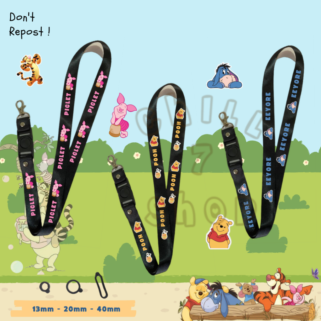 

Lanyard Winnie The Pooh Piglet ID Card Custom Kartun Disney Tali Gantungan Pods Name Tag Kartu Nama