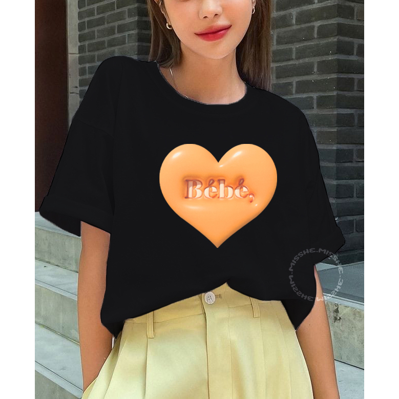 COD ID - Tshirt Motif Babe Love Oren / Kaos Katun Wanita / Baju Kaos Wanita Terbaru 2023 / Kaos Polo