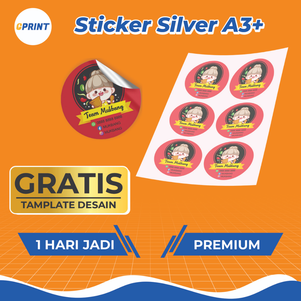 

Cetak Stiker Metalize Silver A3+ / Kiss cut / LEMBARAN CUSTOM