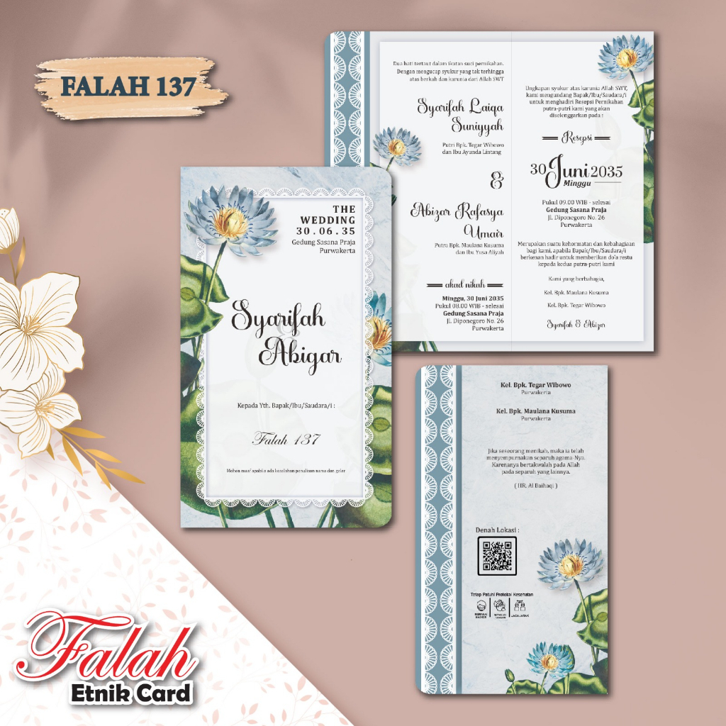 Undangan pernikahan murah / Blangko Undangan Pernikahan Falah 137 / Undangan soft cover / Undangan e
