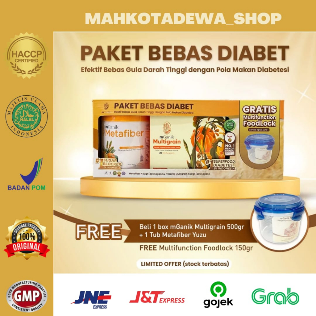 

PAKET BEBAS DIABET (PBD) MGANIK MULTIGRAIN 500GR DAN METAFIBER JURUK YUZU 450GR BPOM & HALAL