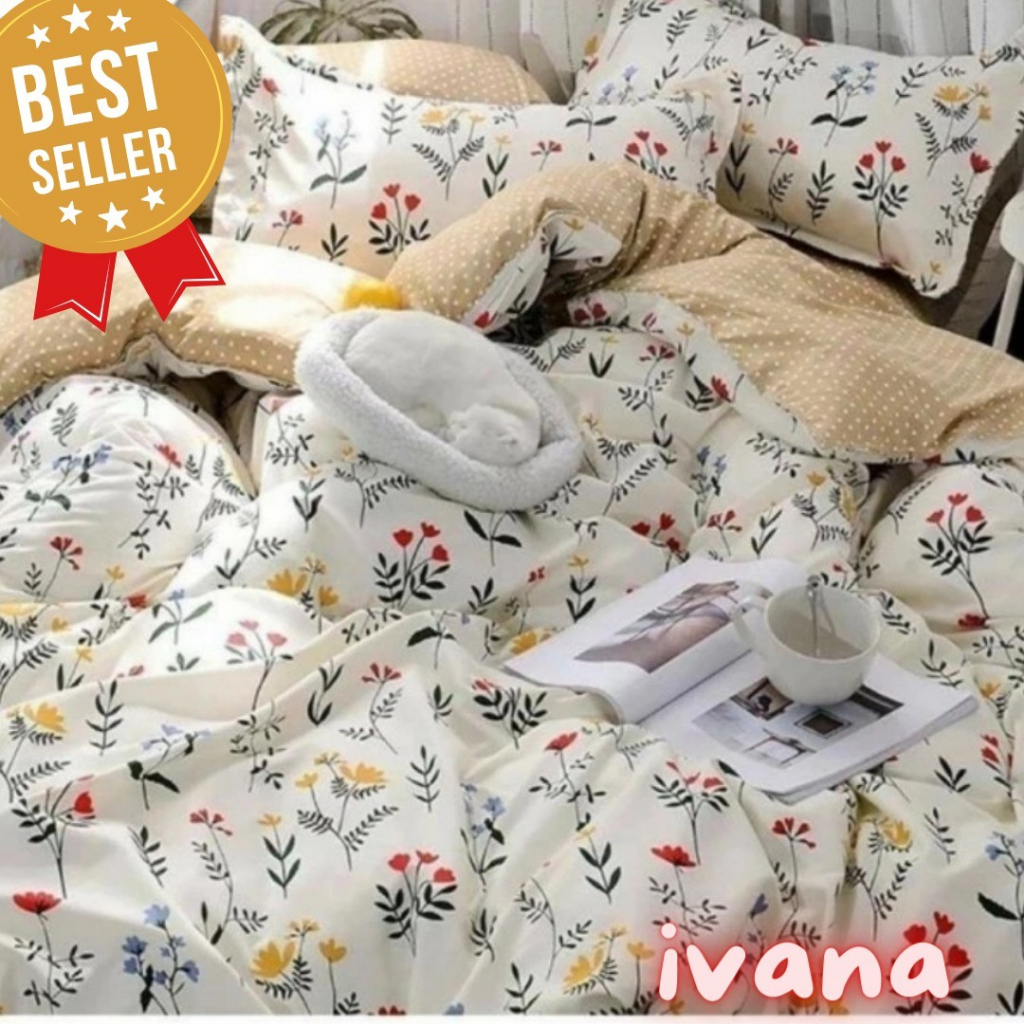 Sprei Set LIVE ( MOTIF IVANA ) Katun Lokal Aesthetic Seprei Homemade Kamar Wanita Bunga Kembang Vint