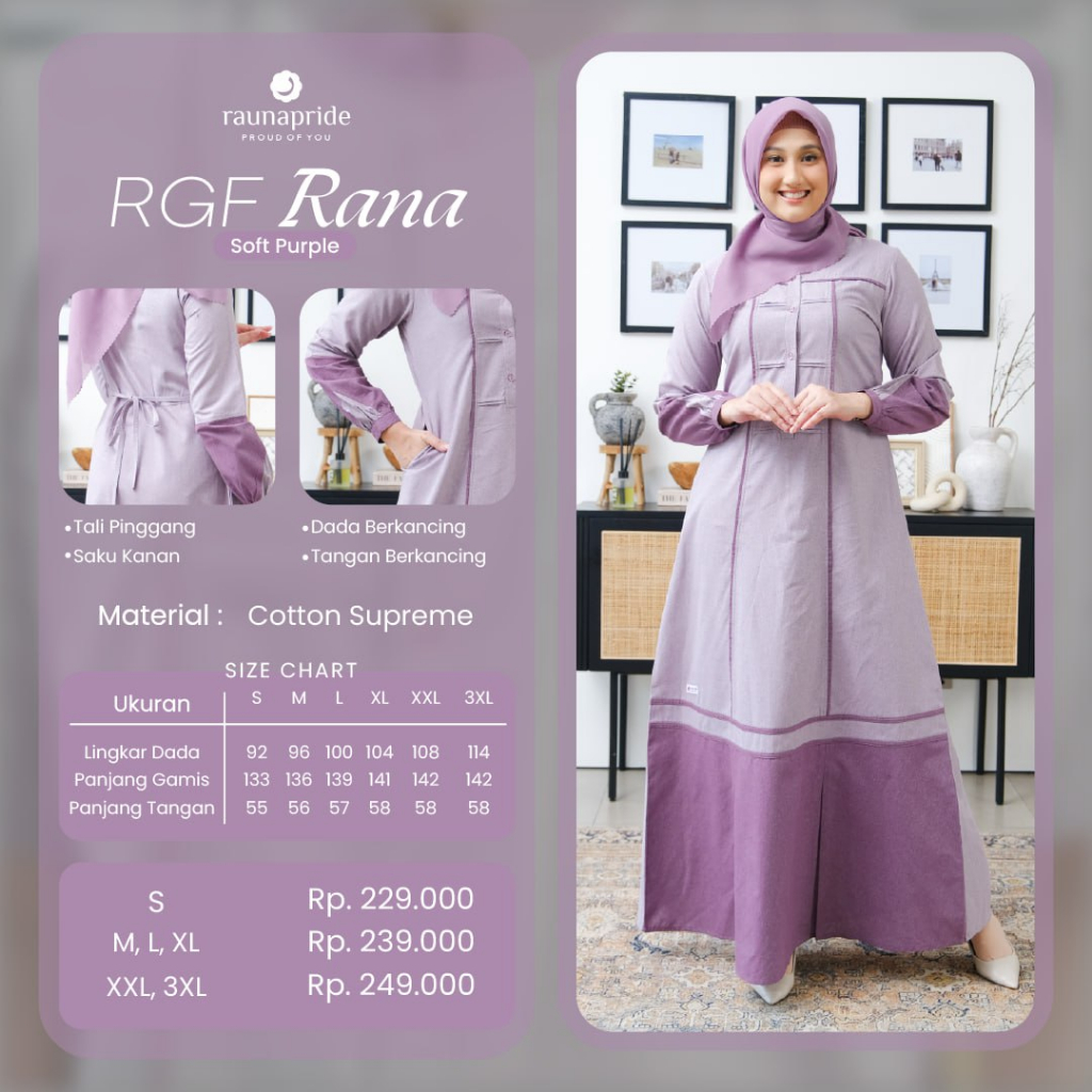 Baju Sarimbit Keluarga Rauna / Rana SR-Soft Purple / Fashion Muslim Lebaran