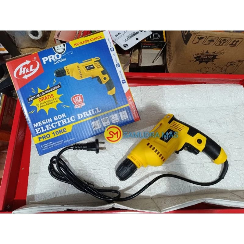H&L PRO MESIN BOR ELECTRIC DRILL PRO 10MM BOR TANGAN 400 WATT