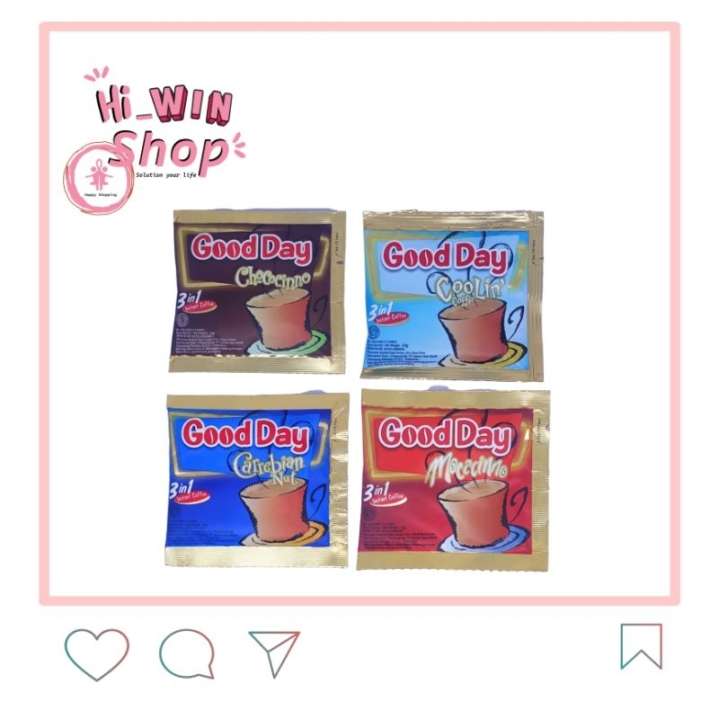 

Good Day 3in1 Sachet 20gr All Varian Cooliin Carrebian Mocacno Chococino Good Day Sachet Coklat Merah Biru Tua Biru Muda Colen Mokacino Karabian Cocino