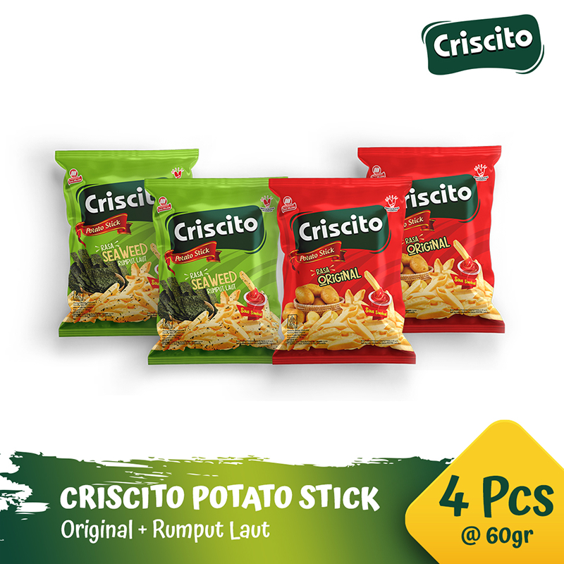 

Criscito Potato Original 60gr [2 Pcs] + Criscito Potato Rumput Laut 60gr [2 Pcs]