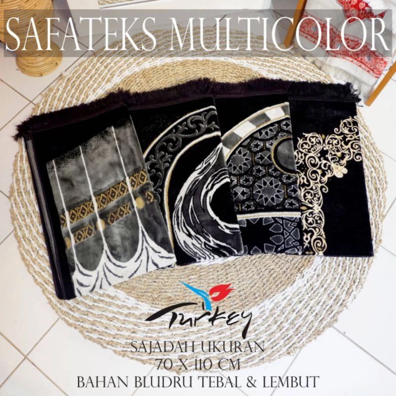 SAJADAH SAFATEX SAJADAH TURKY BULU TEBAL HALUS HUSUS HITAM