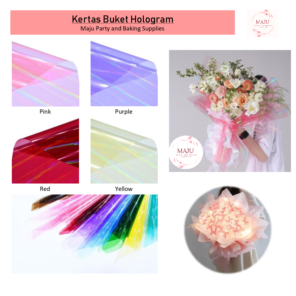 

(20 LEMBAR) Kertas Buket Hologram / Flower Wrapping / Kertas Bunga / Flower Paper / Cellophane Paper