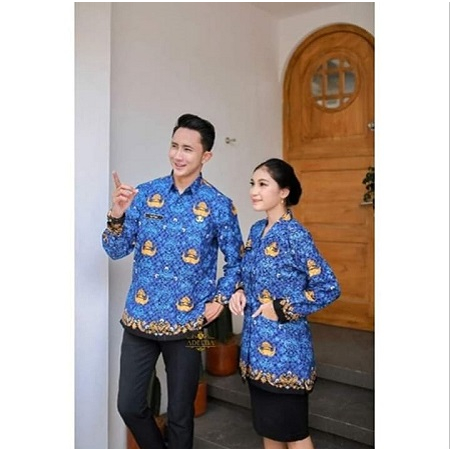 PARIS 02 BATIK KERAH BIRU KORPRI / SETAGAM BATIK KORPRI PRIA / BATIK KORPRI WANITA / BATIK KORPRI PR