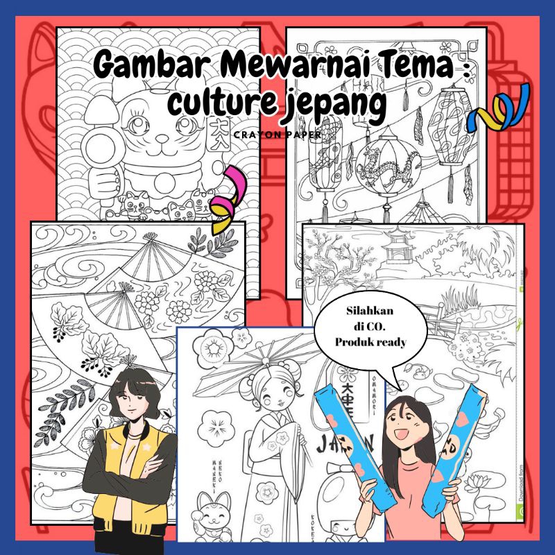 

50 Lembar Gambar Sketsa Mewarnai Tema CULTURE JEPANG - Lembar Mewarna - Sketsa - Buku Gambar - Buku Mewarnai Dewasa dan Anak - Healing