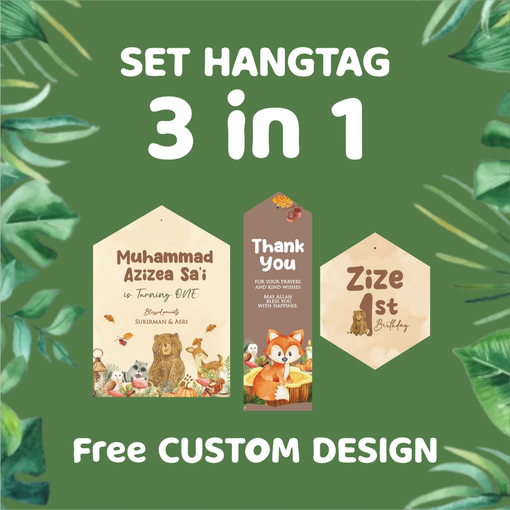 

3 IN 1 set hangtag souvenir tedak siten Aqiqah dan lain lain