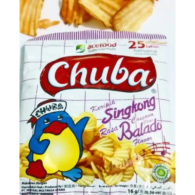 

Snack / Jajanan / Ciki / Chiki / Chuba Balado / Keju / Balado Ijo 1 Pack isi 20pcs @14gr